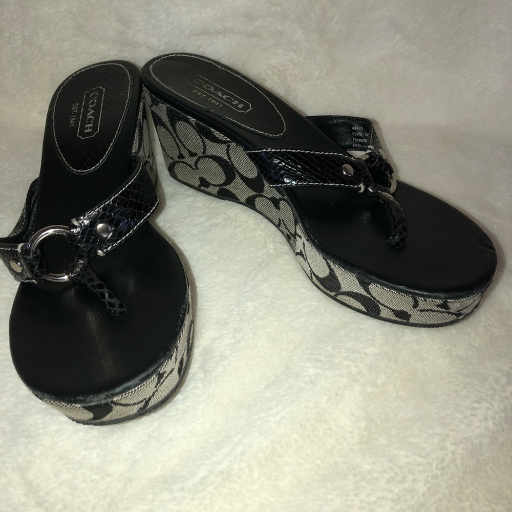 Coach*”EVITA” Wedge Heel Sandal Sz 7